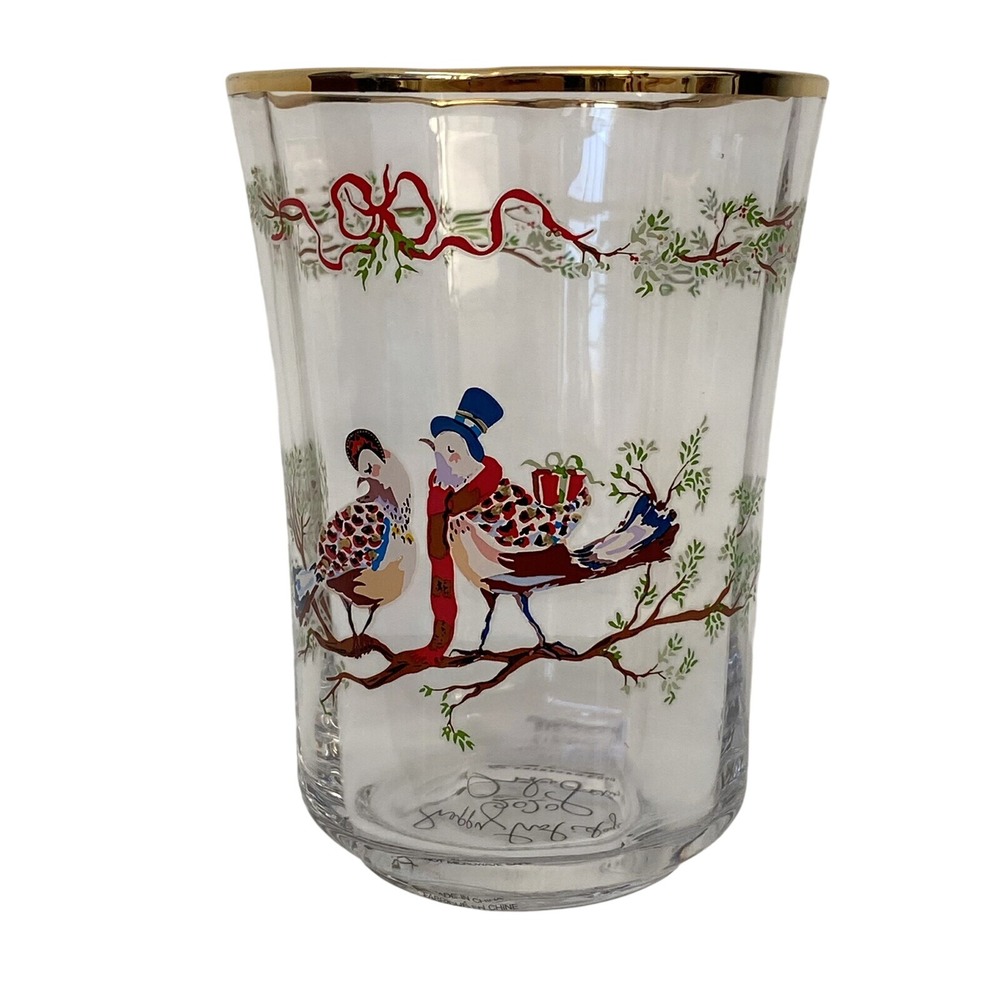 Anthropologie 12 Days of Christmas Two Turtle Doves Juice Glass Inslee Farris - Picture 4 of 6